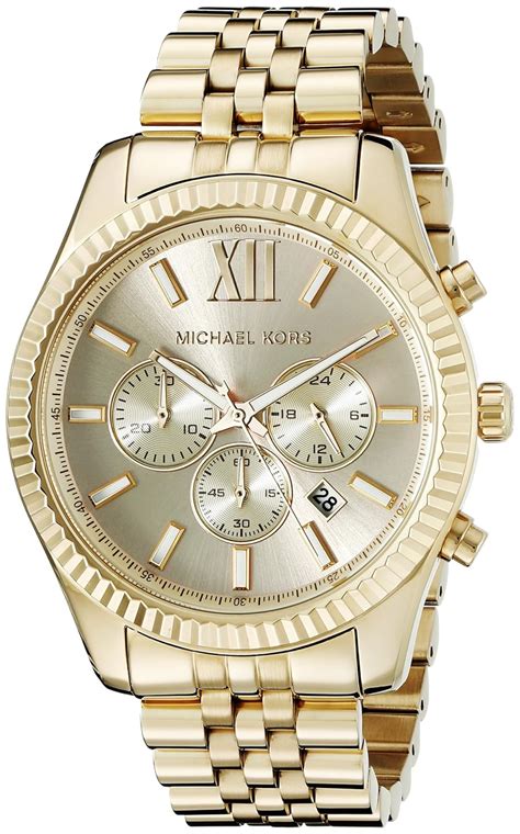 michael kors mk8281 lexington gold mens bracelet watch|Michael Kors chronograph watch.